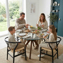 Butterfly Glass Round Dining Table – 4-Leg