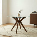 Butterfly Glass Round Dining Table – 4-Leg