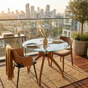 Curvella Glass Round Dining Table – 4-Leg