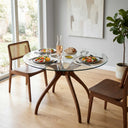 Curvella Glass Round Dining Table – 4-Leg