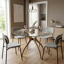 Curvella Glass Round Dining Table – 4-Leg