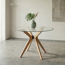 Butterfly Glass Round Dining Table – 4-Leg