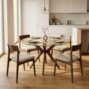 Butterfly Glass Round Dining Table – 4-Leg