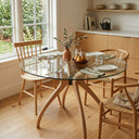 Curvella Glass Round Dining Table – 4-Leg