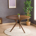 Solid Oak Round Dining Table with Wooden Butterfly Legs