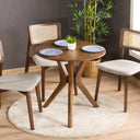 Solid Oak Round Dining Table with Wooden Butterfly Legs