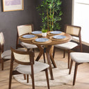 Solid Oak Round Dining Table with Wooden Butterfly Legs