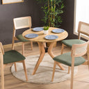 Solid Oak Round Dining Table with Wooden Butterfly Legs