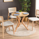 Solid Oak Round Dining Table with Wooden Butterfly Legs