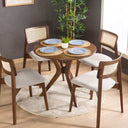 Solid Oak Round Dining Table with Wooden Butterfly Legs