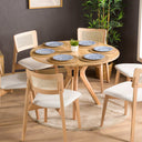 Solid Oak Round Dining Table with Wooden Butterfly Legs