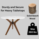 Solid Wood Round Dining Butterfly Table Base 3-Legs
