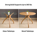 Solid Wood Round Dining Curvella Table Base 3-Legs