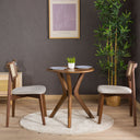 walnut round dining table set, dark wood dining table with rattan chairs 20