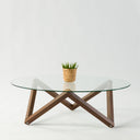 wood coffee table base, geometric coffee table pedestal 4