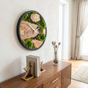 Rustic Solid Wood Wall Clock – Moss Edition