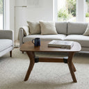 Modern Rectangle Coffee Table with Solid Wood Butterfly Legs