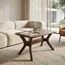 Modern Rectangle Coffee Table with Solid Wood Butterfly Legs