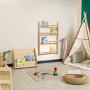 Freestanding Montessori Bookshelf, Handcrafted Wooden Kids Book Display Shelf 22