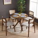 Rexa Solid Oak Round Dining Table Set – 2 to 6 Seater Options (Walnut Color)